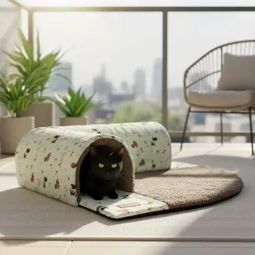 Gato dentro do Tunel Kitty Cat Fabrica Pet Cinza